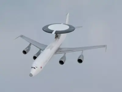 E-3B Style AWACS Radar Plane - Custom 1950s Modernized Jet Low-poly 3D model