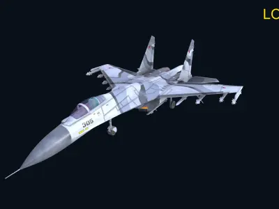 Asset - Army - Aircraft - Su 27 Low-poly 3D model