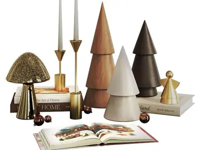 Decorative Set for New Year and Christmas Free 3D model
