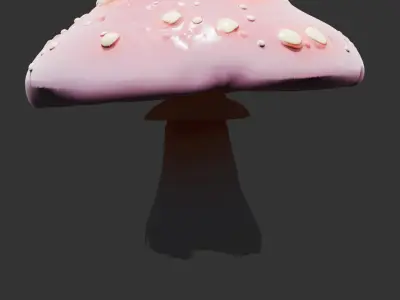Giant Mushroom with Glowing Cap and Insects Low-poly 3D model