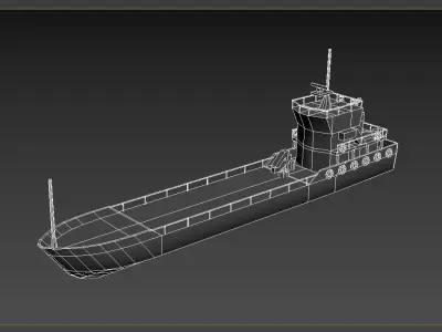 Offshore Commercial Work Boat Barge LOWEST Low-poly 3D model