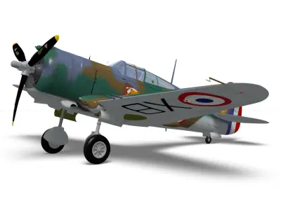 Curtiss Wright P36 Hawk75 A4 3D model