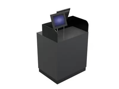 Cash desk counter with monitors in store 3D model