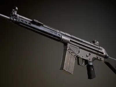 AK4 Battle Rifle - FPS Weapon Asset Low-poly 3D model