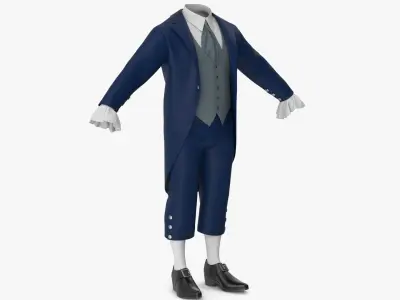 Tailcoat Suit and Shoes 3D model