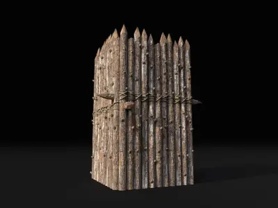 Realistic Medieval Logs Fence Palisade Low-poly 3D model