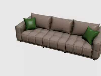 Modern Straight Sofa 3D Model Upholstered Seating to Interior 09 Free 3D model