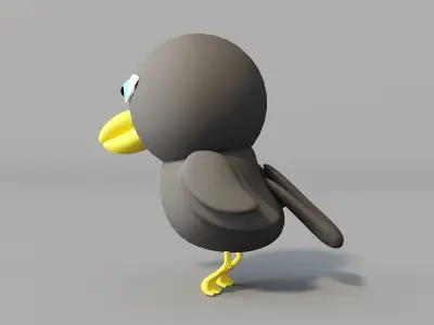 3d crow cartoon bird with big eyes 3D model