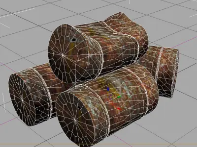 Barrels three rusty Free low-poly 3D model