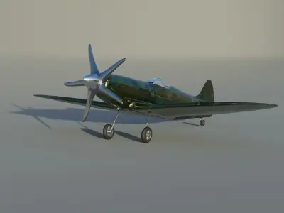 Spitfire plane Low-poly 3D model