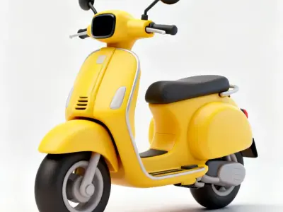 Stylized  Moped Yellow Scooter 3d model Low-poly 3D model