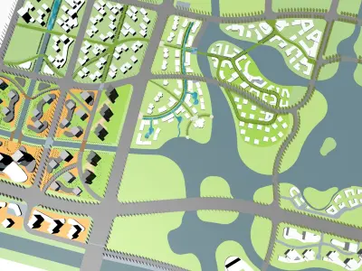 Urban highrise building building ancillary building commercial 3D model