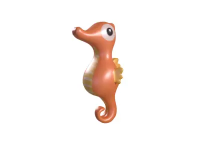 Hippocampus cartoon Free low-poly 3D model