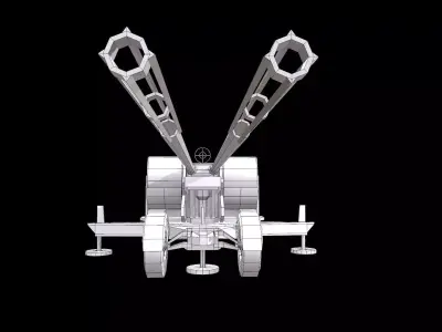 Anti Aircraft Twin gun PG99 Type 90 35mm Low-poly 3D model