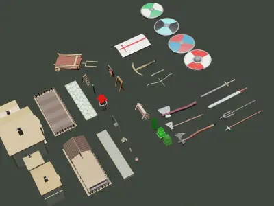 Medieval Town Pack Free low-poly 3D model