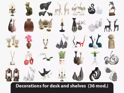Decorations for desk and shelves 3D model