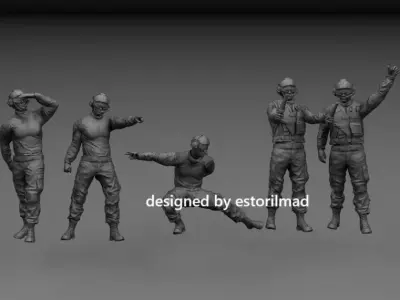 PACK 5 AIRCRAFT CARRIER DECK CREW 3D print model