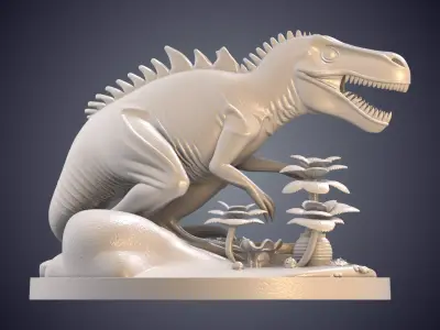 T-Rex Prehistoric Jungle Diorama Base PM-931 3D print model