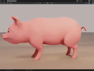 Pig 3D Model Cartoon Style Print Ready 3D model