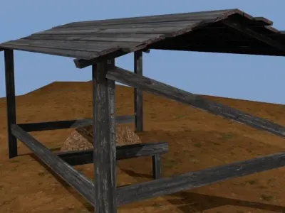 Wooden stable Free low-poly 3D model