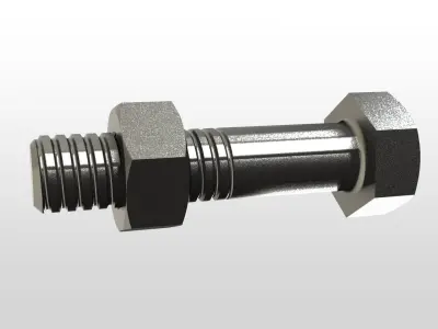 Bolt and nut 3D model