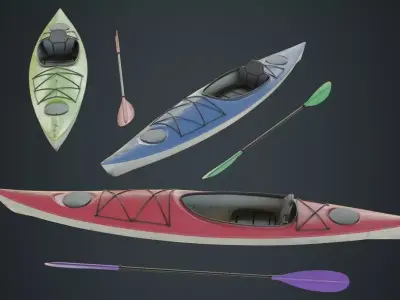 Kayak 2B Low-poly 3D model