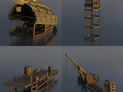 Pirate Town - Kitbash Low-poly 3D model