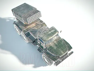 BM-21 Grad Aged PBR Low-poly 3D model