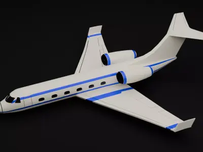 Low Poly Passengers Airplane Game Ready flying vehicle FBX OBJ Low-poly 3D model