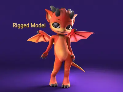 Chibi Dragon 3D rigged Model 3D model