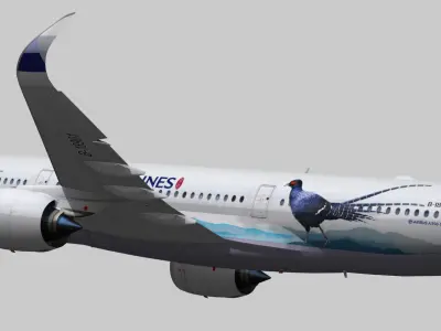 Airbus A350-900 XWB China airlines Syrmaticus Mikado livery Low-poly 3D model