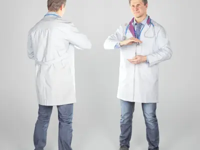 Man in medical uniform posing for commercial 202 Low-poly 3D model