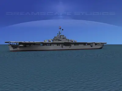 Essex Class Aircraft Carrier CV-16 USS Lexington 3D model