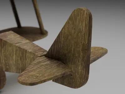 Wooden Plane Low-poly 3D model