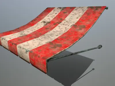 awning set striped tent Low-poly 3D model