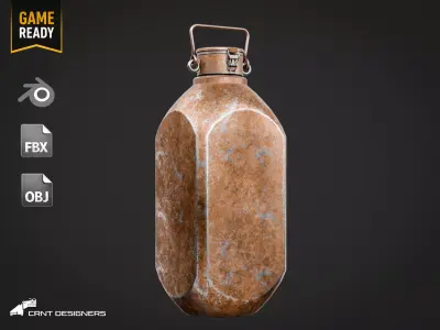 Vintage Metal Water Canister Low-poly 3D model