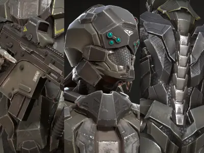 SciFi Soldier Character Low-poly 3D model