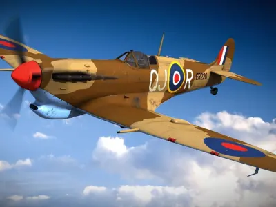 SPITFIRE MK VB TROP 92nd Squadron Low-poly 3D model