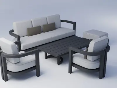 Portofino Aluminum Garden Set by RH Free 3D model