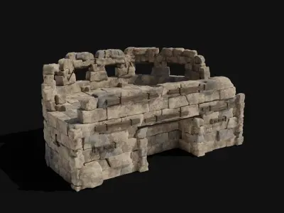 CASTLE RUIN WALLS TOWER WALL WATCHTOWER CONSTRUCTION COLLECTION Low-poly 3D model