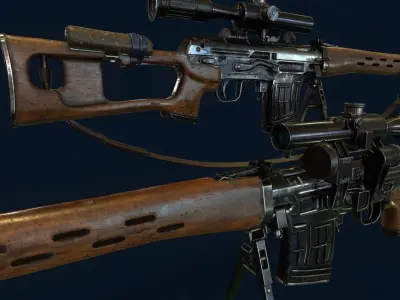 SVD - Dragunov Sniper Rifle  Low-poly 3D model