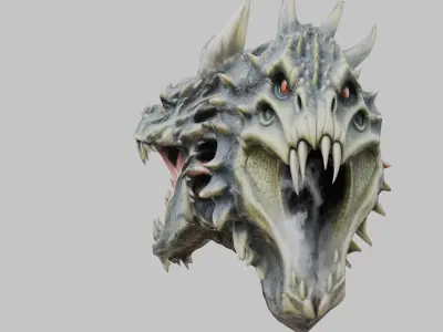 Wall Mounted Hanging Dragon Head Decoration 3D Model Low-poly 3D model