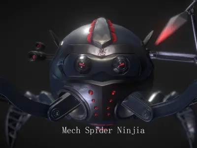 Mech-Spider-ninjia spider with eyes Low-poly 3D model