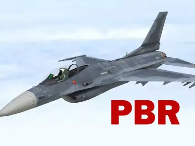 Fighter Jet Flying In Sky Plane V09 Low-poly 3D model