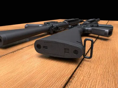 SR-25 rifle Low-poly 3D model