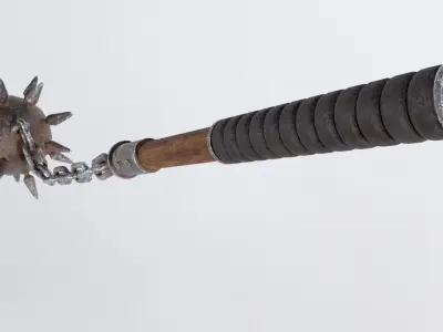 Flail spiked ball with spikes Low-poly 3D model