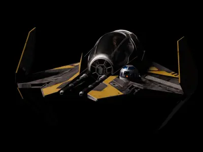 Jedi Star Fighter Animated 3D model