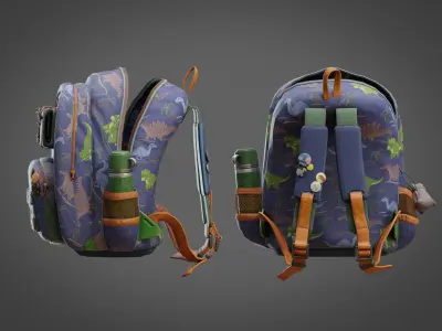 Backpack for kids Low-poly 3D model