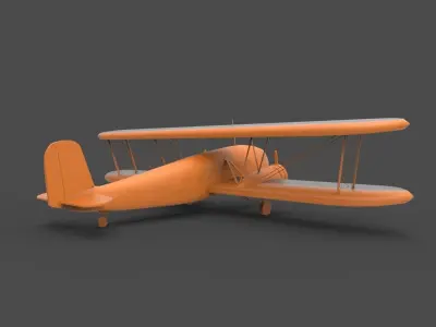 Curtiss-Wright orange biplane 3D print model