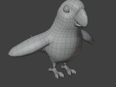 Cartoon Ara Parrot Rigged Base Mesh 3D Model Low-poly 3D model